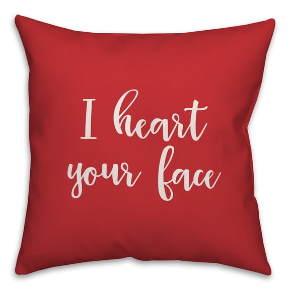 Creative Products I Heart Your Face in White Text on Red 16x16 Spun Poly Pillow