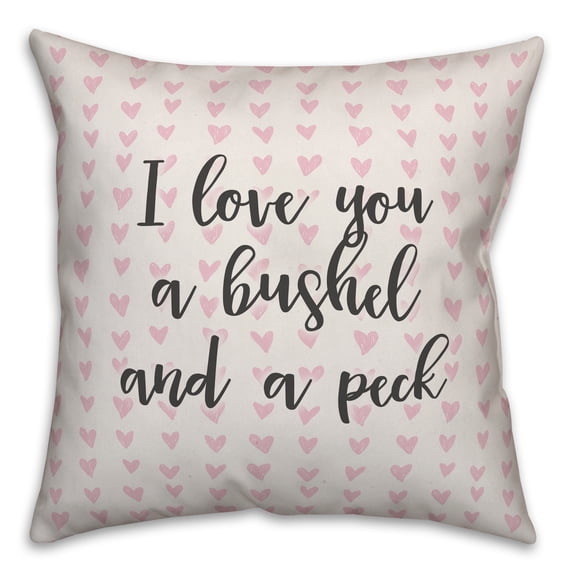 Creative Products I Love You A Bushel And A Peck in Pink Hearts Pattern 16x16 Spun Poly Pillow