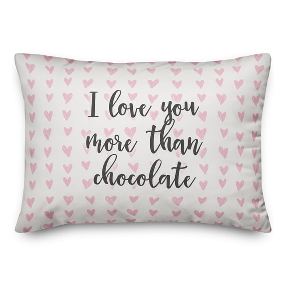 Creative Products I Love You More Than Chocolate in Pink Hearts Pattern 14x20 Spun Poly Pillow