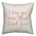 thumbnail image 1 of Creative Products I Love You More Than French Fries in Pink Text on White 16x16 Spun Poly Pillow, 1 of 2