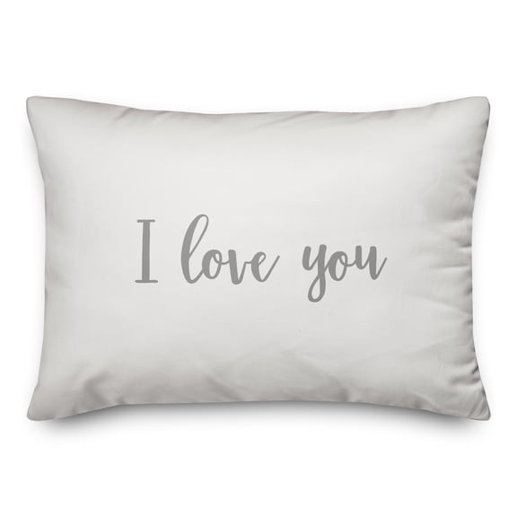 Creative Products I Love You in Gray on White 14x20 Spun Poly Pillow