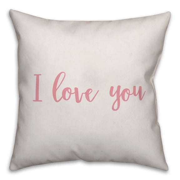 Creative Products I Love You in Pink Text on White 16x16 Spun Poly Pillow