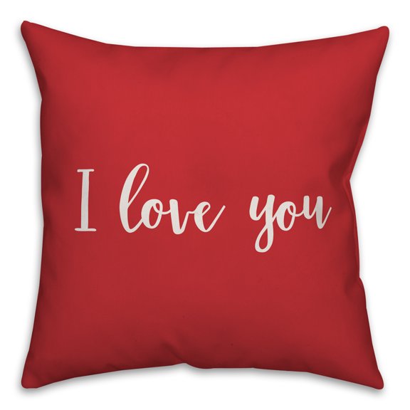 Creative Products I Love You in White Text on Red 16x16 Spun Poly Pillow