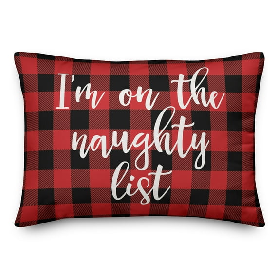 Creative Products I'm On The Naughty List in Buffalo Check Plaid 14x20 Spun Poly Pillow