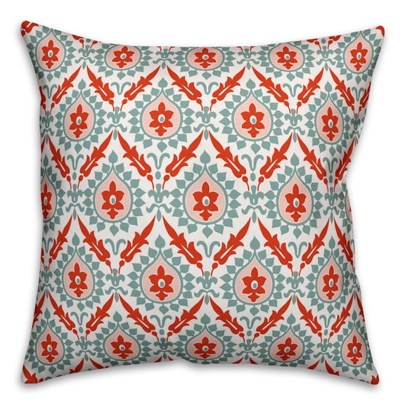 Creative Products Ikat in Blue and Red 18x18 Spun Poly Pillow