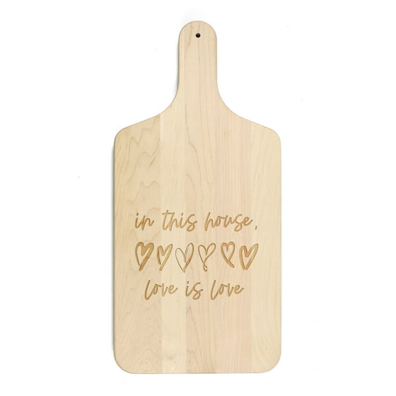 Creative Products In This House, Love is Love 8 x 17 Maple Paddle Cutting Board