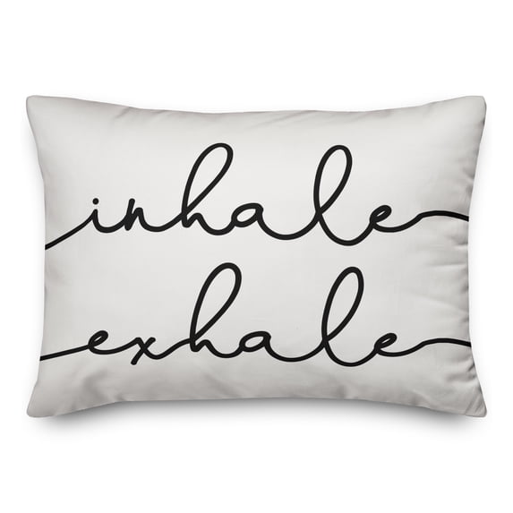 Creative Products Inhale Exhale Yoga Black and White 14x20 Spun Poly Pillow