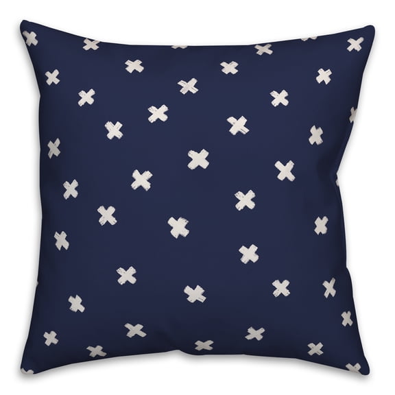 Creative Products Ink Cross Pattern in Blue 16x16 Spun Poly Pillow