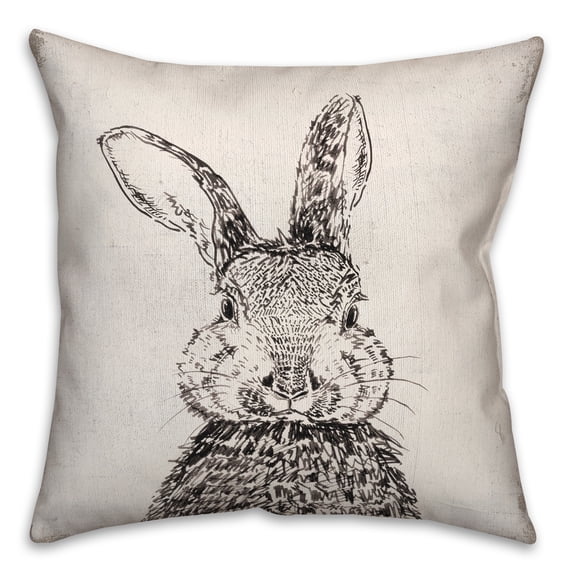 Creative Products Ink Drawing Bunny Pillow 1 16 x 16 Spun Poly Pillow