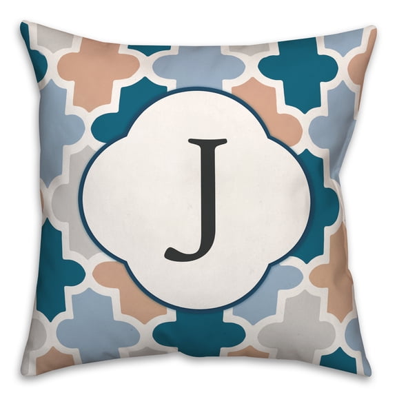 Creative Products J Quatrefoil Monogram 18 x 18 Spun Poly Pillow
