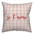 thumbnail image 1 of Creative Products Je T'aime in Red Text on Pink Plaid 16x16 Spun Poly Pillow, 1 of 2