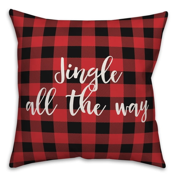 Creative Products Jingle All The Way in Buffalo Check Plaid 18x18 Spun Poly Pillow