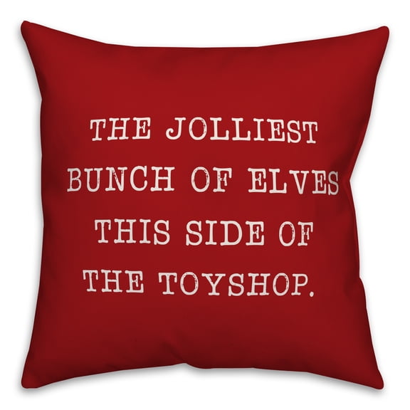 Creative Products Jolliest Bunch of Elves - Red 16x16 Spun Poly Pillow