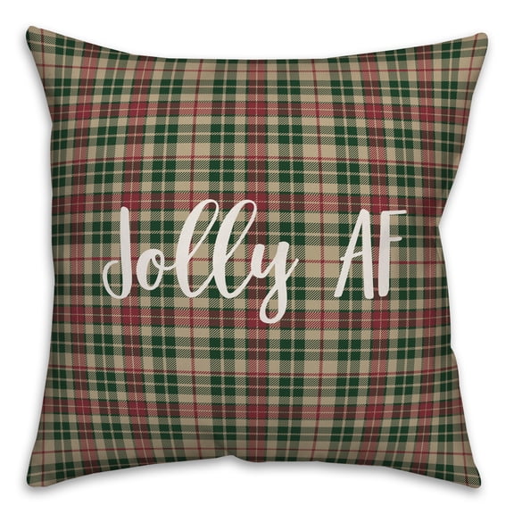 Creative Products Jolly AF in Tartan Plaid 18x18 Spun Poly Pillow