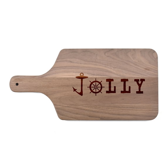 Creative Products Jolly Ship Wheel and Hook 17 x 8 Walnut Paddle Cutting Board