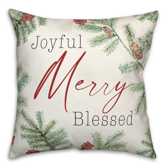 Creative Products Joyful Merry Blessed 16 x 16 Spun Poly Pillow