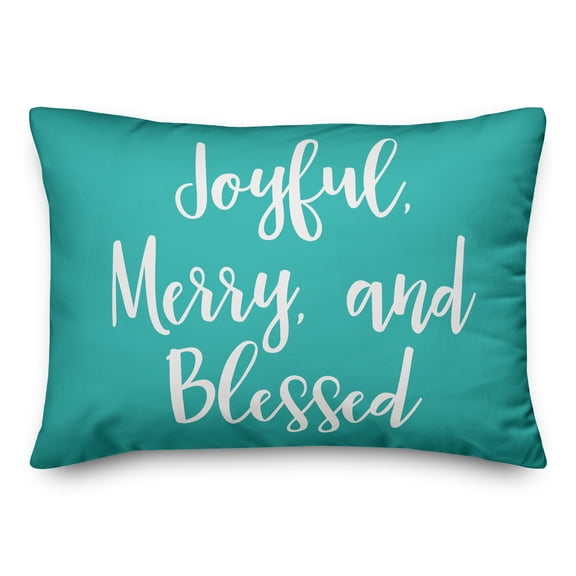 Creative Products Joyful, Merry & Blessed in Teal 14x20 Spun Poly Pillow