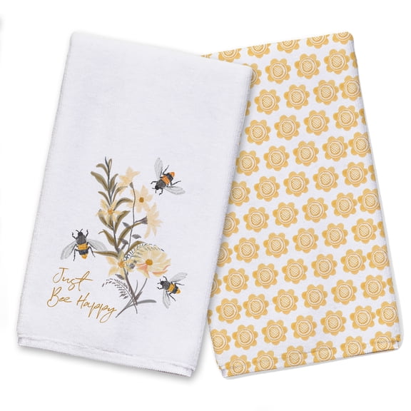 Creative Products Just Bee Happy 16 x 25 Tea Towel Set of 2