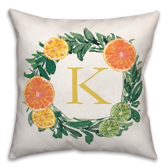 Creative Products K Monogram Citrus 18x18 Indoor / Outdoor Pillow