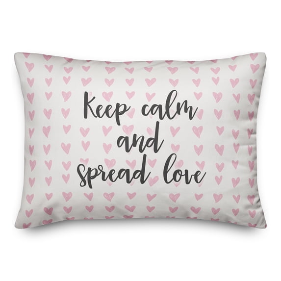 Creative Products Keep Calm And Spread Love in Pink Hearts Pattern 14x20 Spun Poly Pillow