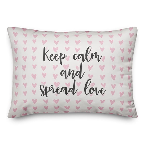 Creative Products Keep Calm And Spread Love in Pink Hearts Pattern 14x20 Spun Poly Pillow
