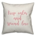 thumbnail image 1 of Creative Products Keep Calm & Spread Love in Pink Text on White 16x16 Spun Poly Pillow, 1 of 2