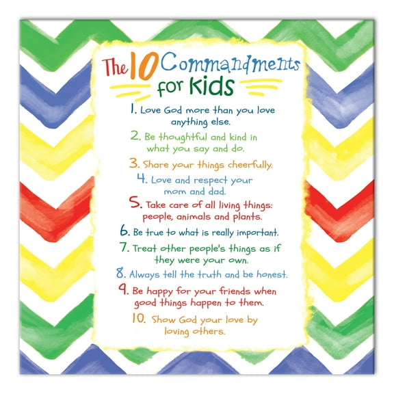 Creative Products Kids Ten Commandments Chevron 16x16 Canvas Wall Art