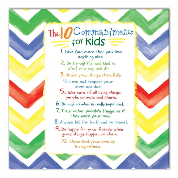 Creative Products Kids Ten Commandments Chevron  24x24 Canvas Wall Art