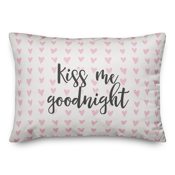 Creative Products Kiss Me, Goodnight in Pink Hearts Pattern 14x20 Spun Poly Pillow