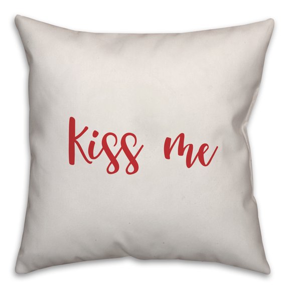 Creative Products Kiss Me in Red Text on White 16x16 Spun Poly Pillow