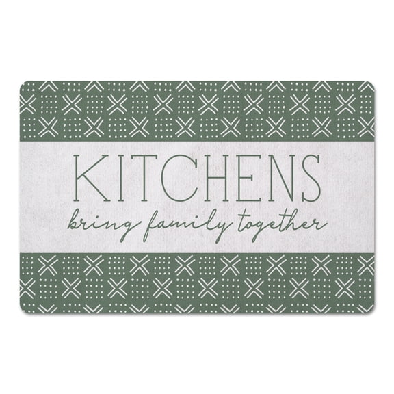 Creative Products Kitchen Green and White Mudcloth Pattern 27x18 Floor Mat