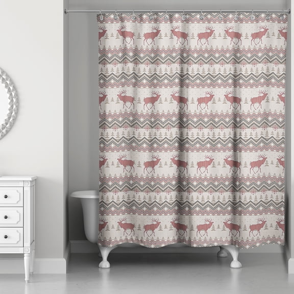 Creative Products Knitted Moose Pattern 71x74 Shower Curtain
