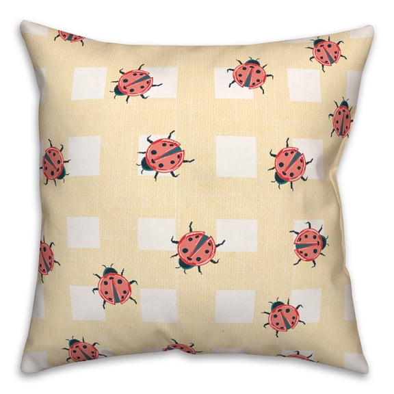 Creative Products Ladybug Plaid Yellow 2 16 x 16 Spun Poly Pillow