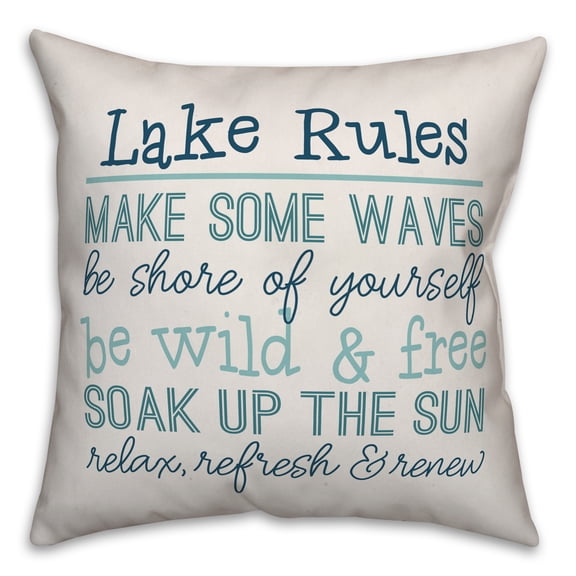 Creative Products Lake Rules 18x18 Indoor / Outdoor Pillow