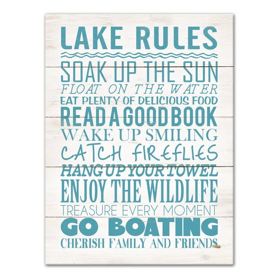 Creative Products Lake Rules 18x24 Canvas Wall Art