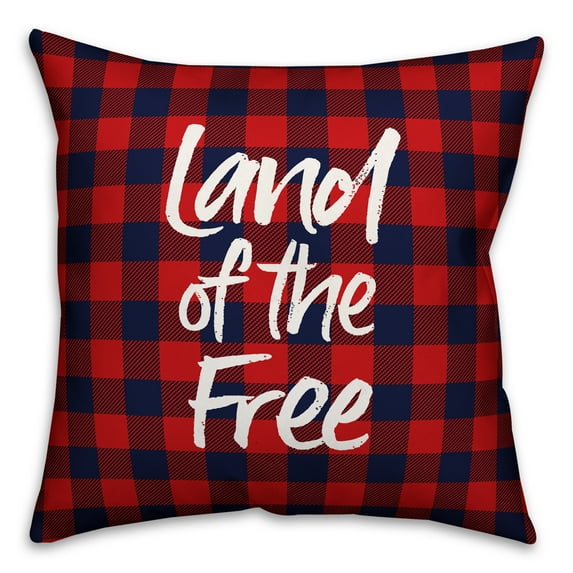 Creative Products Land of the Free Home of the Brave Buffalo Check 18x18 Spun Poly Pillow
