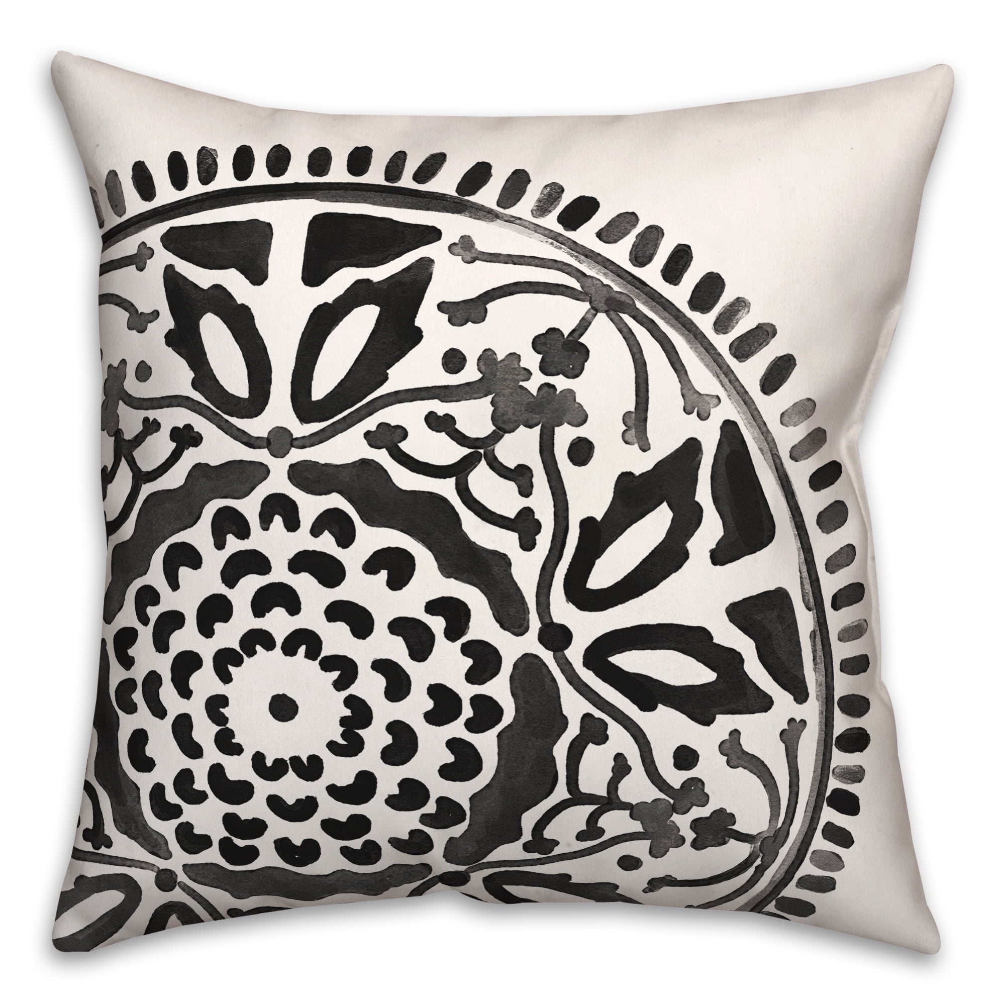 Creative Products Large Black Watercolor Medallion 20x20 Indoor / Outdoor Pillow