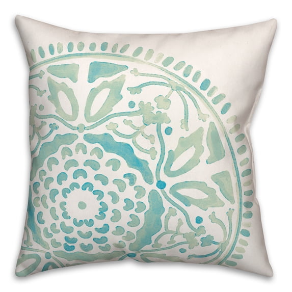 Creative Products Large Blue Watercolor Medallion 20x20 Indoor / Outdoor Pillow