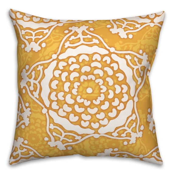 Creative Products Large Bright Yellow Cream Star Pattern 20x20 Indoor / Outdoor Pillow