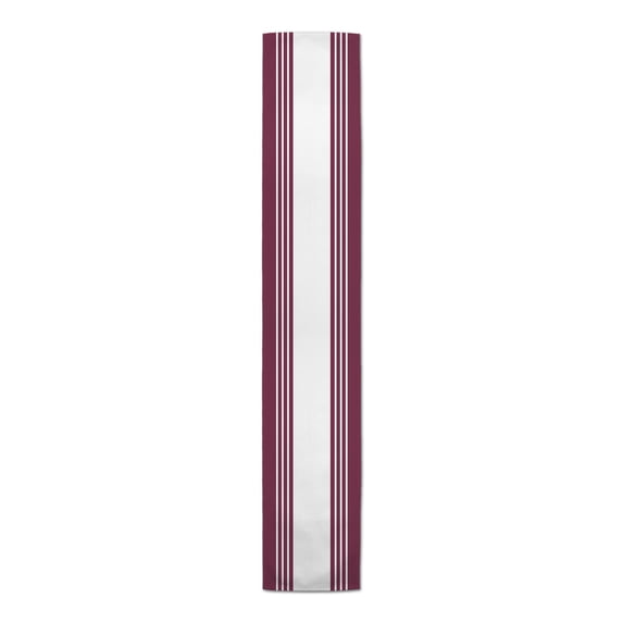 Creative Products Large Farmhouse Stripe Burgundy 16x72 Poly Twill Table Runner