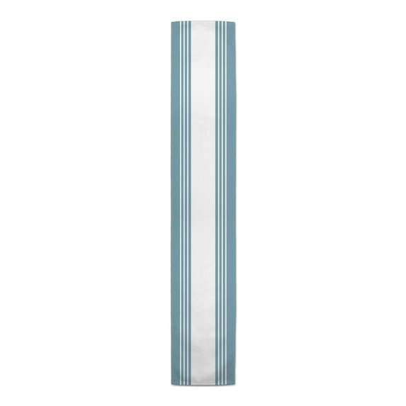 Creative Products Large Farmhouse Stripe Sky Blue 16x72 Poly Twill Table Runner