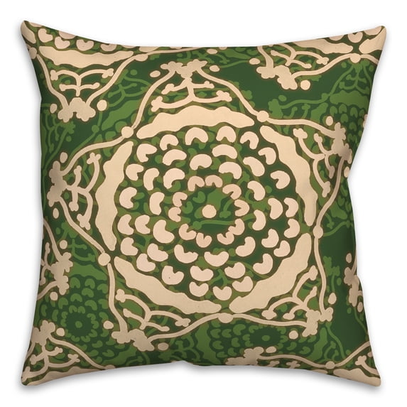 Creative Products Large Green Cream Star Pattern 20x20 Indoor / Outdoor Pillow