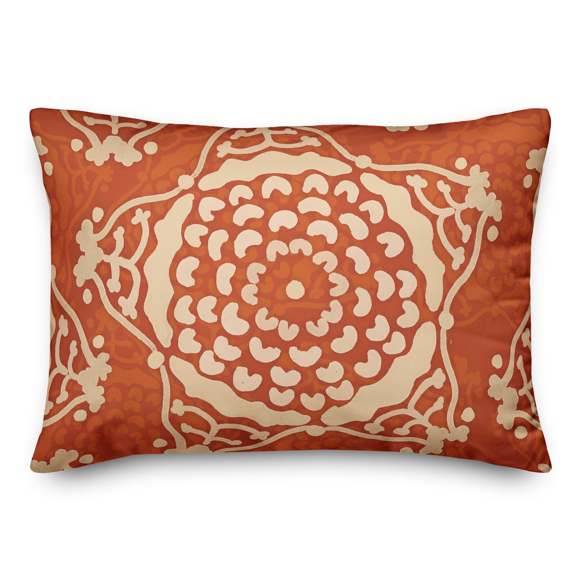 Orange Cream Floral Pattern 14x20 Indoor/Outdoor Pillow