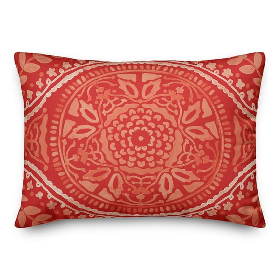 Creative Products Large Red and White Folk Pattern 14x20 Indoor / Outdoor Pillow
