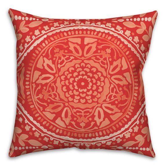 Creative Products Large Red and White Folk Pattern 20x20 Indoor / Outdoor Pillow