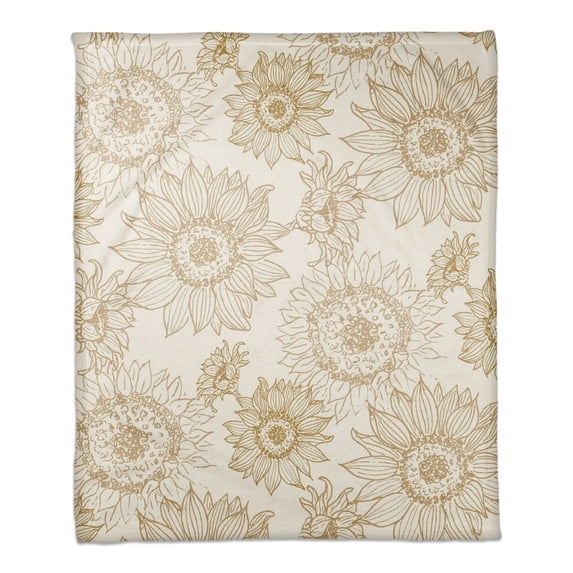 Creative Products Large Sunflower Head Gold and White 50 x 60 Coral Fleece Blanket