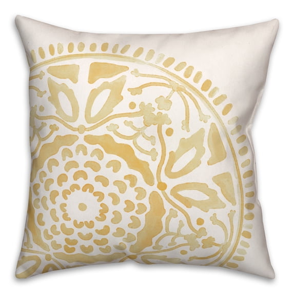 Creative Products Large Yellow Watercolor Medallion 20x20 Indoor / Outdoor Pillow