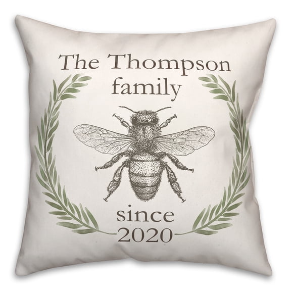 Creative Products Laurel Bee Family 18x18 Personalized Spun Poly Pillow