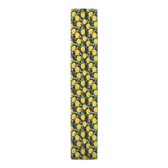 Creative Products Lemon Pattern Black 5 16 x 90 Poly Twill Table Runner