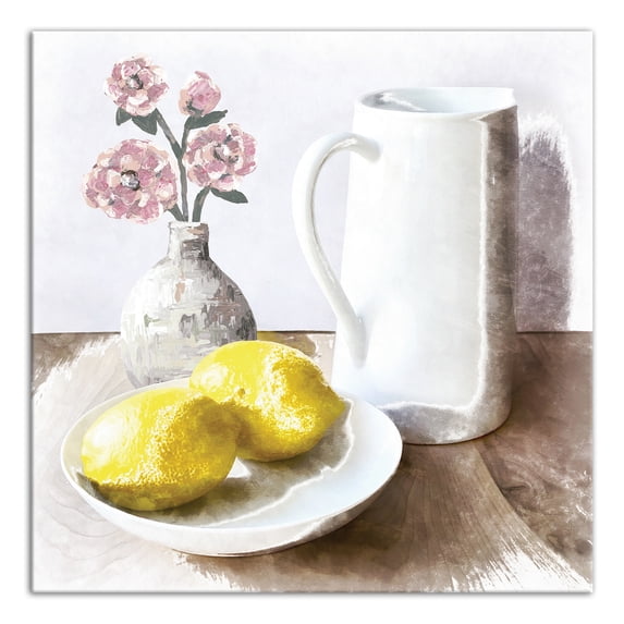 Creative Products Lemon Pitcher and Flowers 12x12 Canvas Wall Art